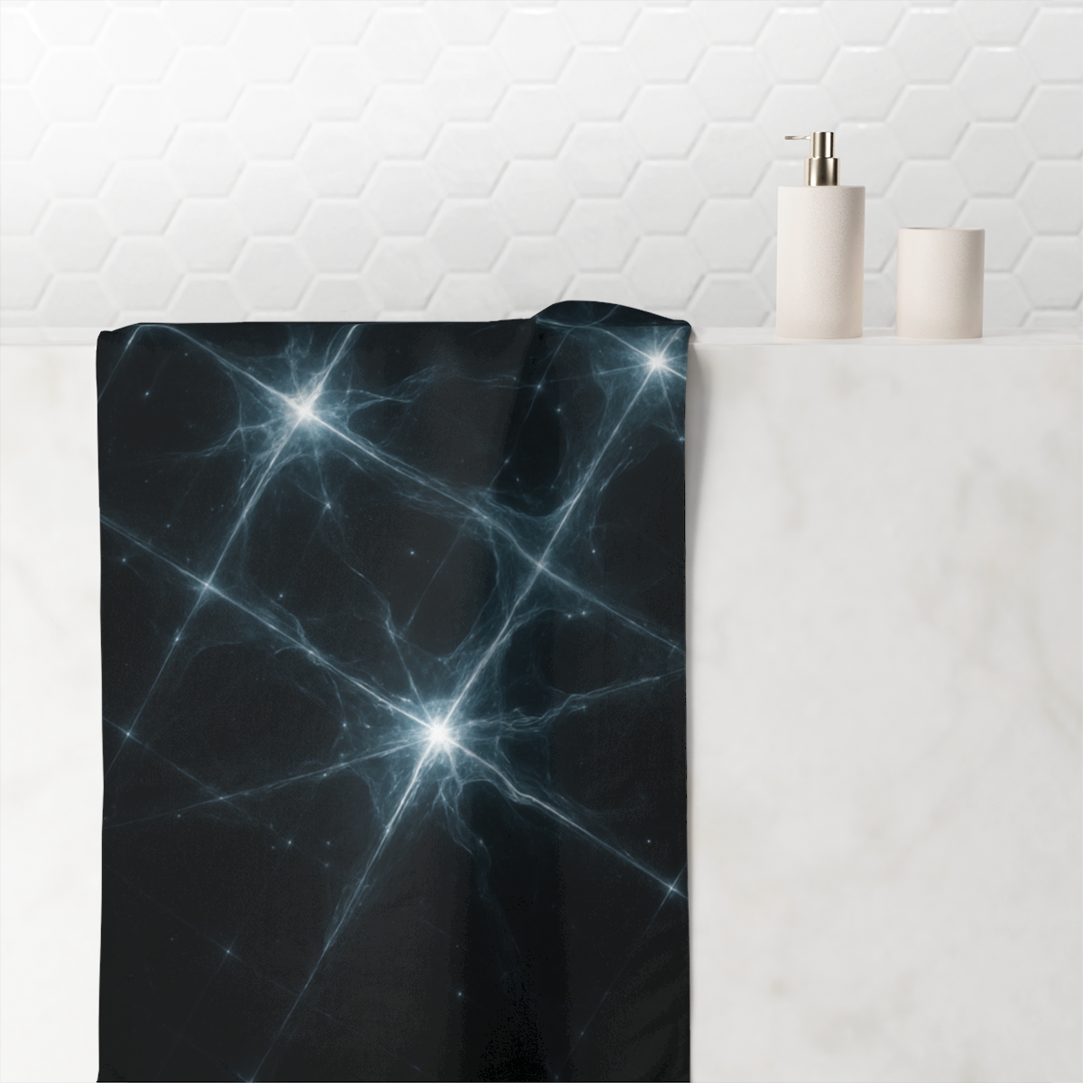Starlit Fracture Lattice designer printed towels