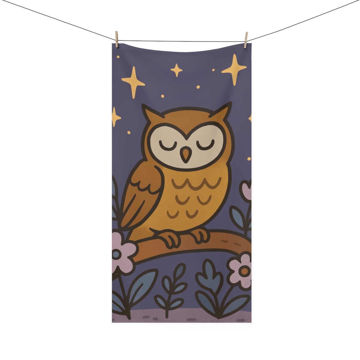Starlit Garden Owl designer printed towels