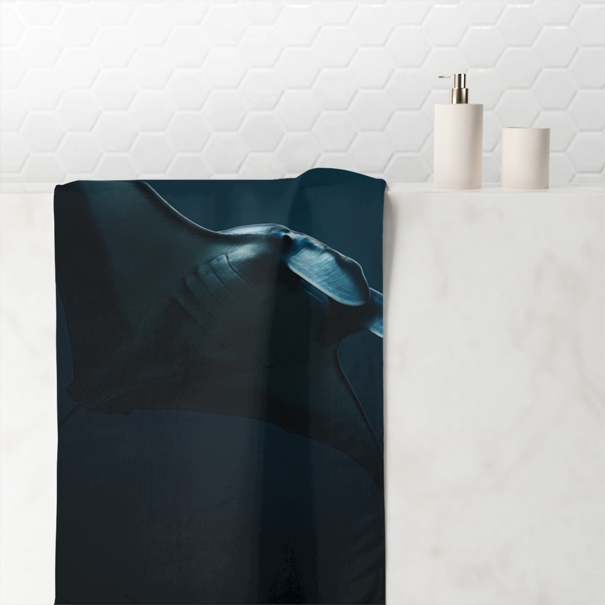 Starlit Glide Manta Ray decorative home towels