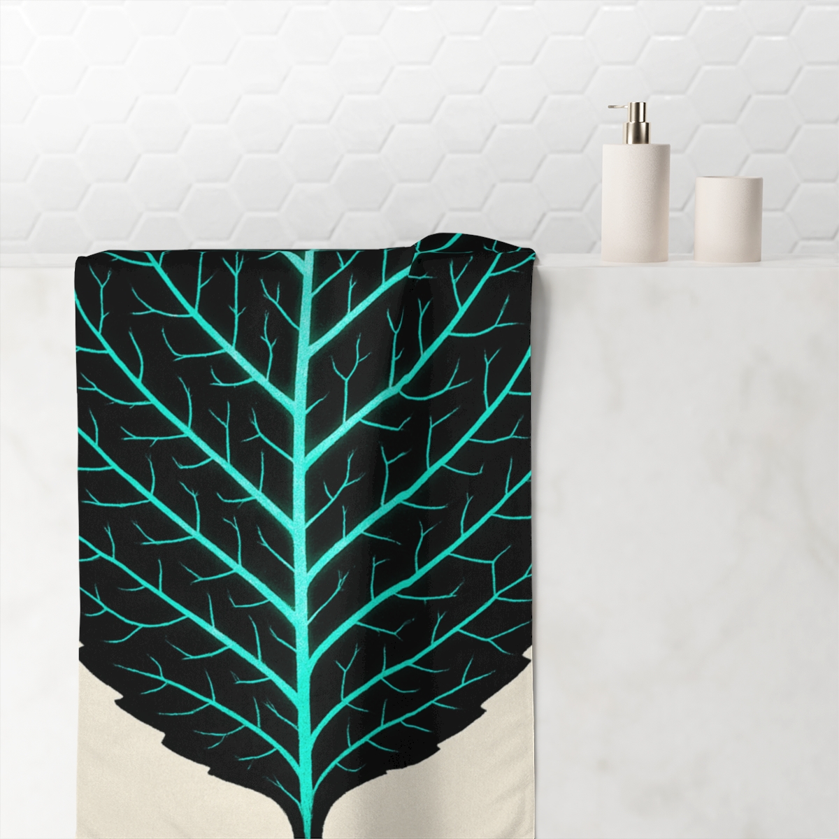 Starlit Leaf Vein Matrix soft cotton towels