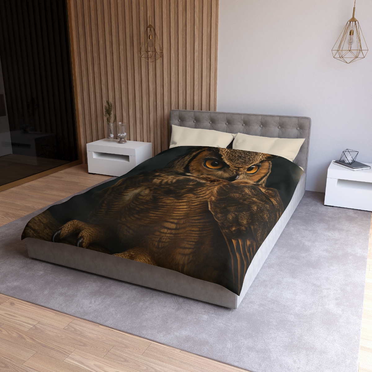 Starlit Perch Great Horned Owl trendy bedroom duvets