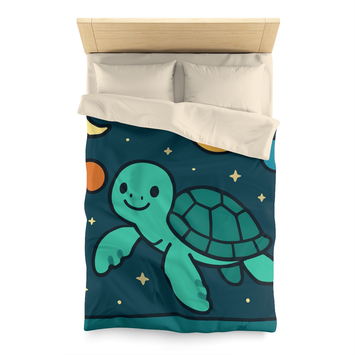 Starlit Space Turtle personalized bedding duvets