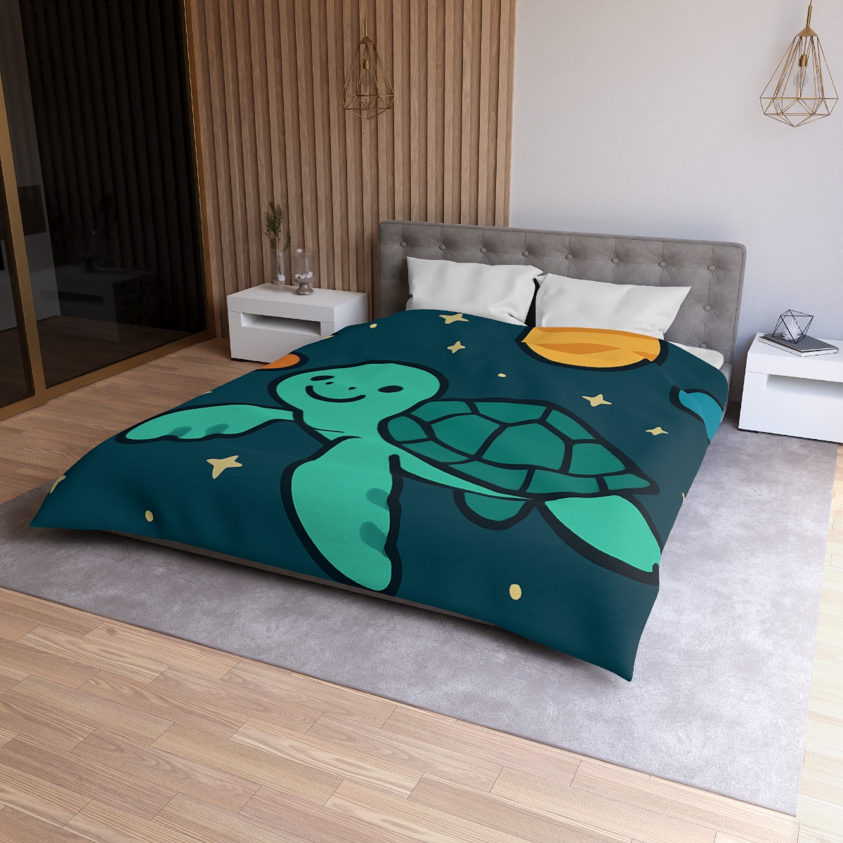 Starlit Space Turtle personalized bedding duvets