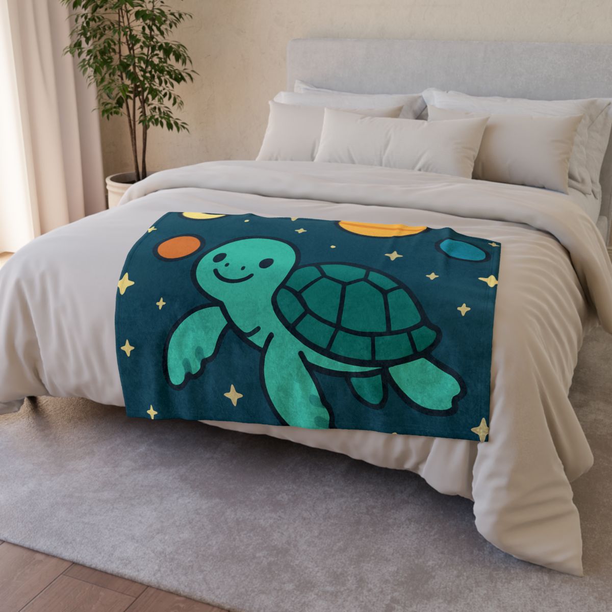 Starlit Space Turtle stylish throw blankets