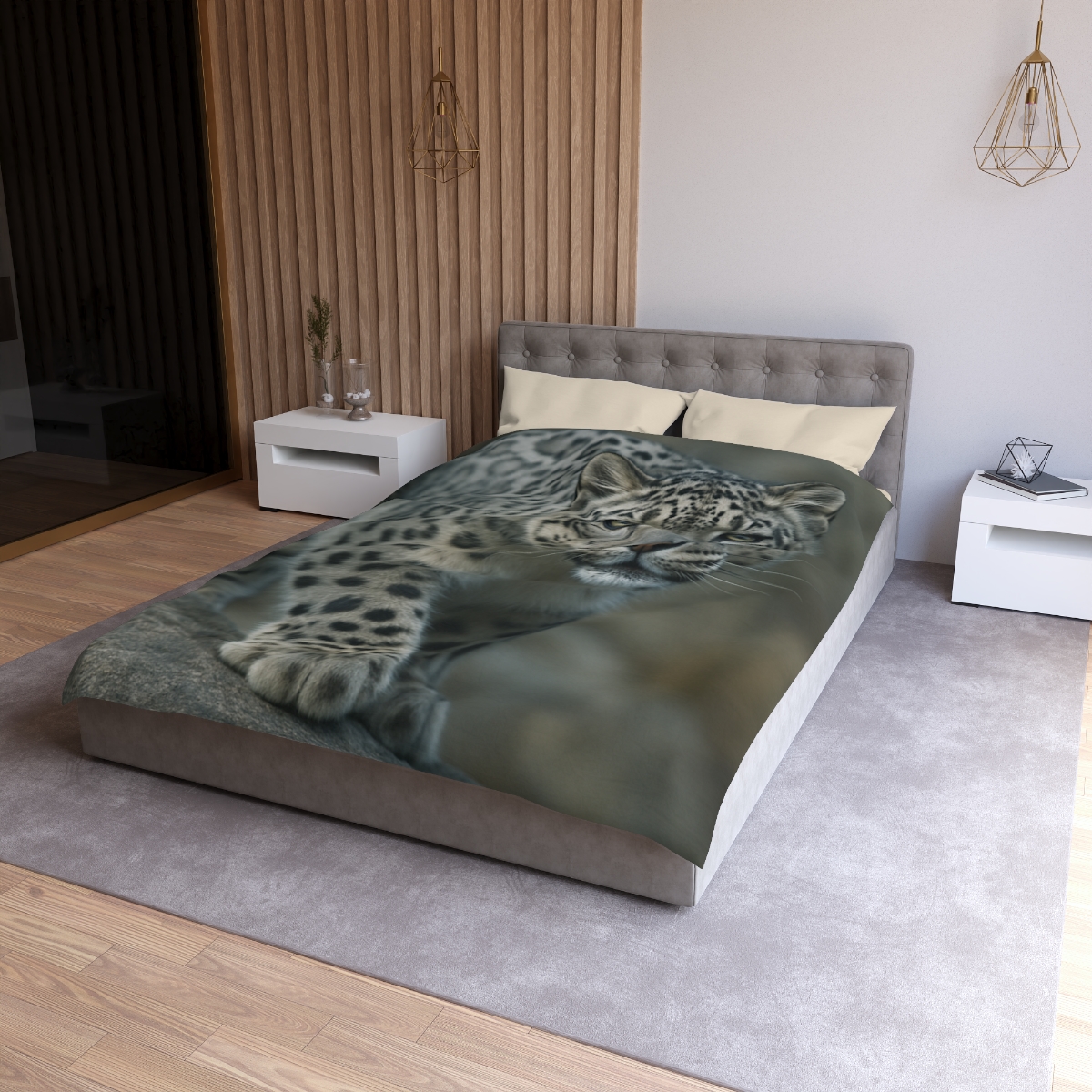 Starlit Sprint Snow Leopard soft comforter duvets