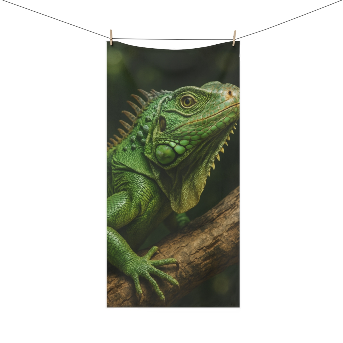 Starlit Stillness Green Iguana soft cotton towels