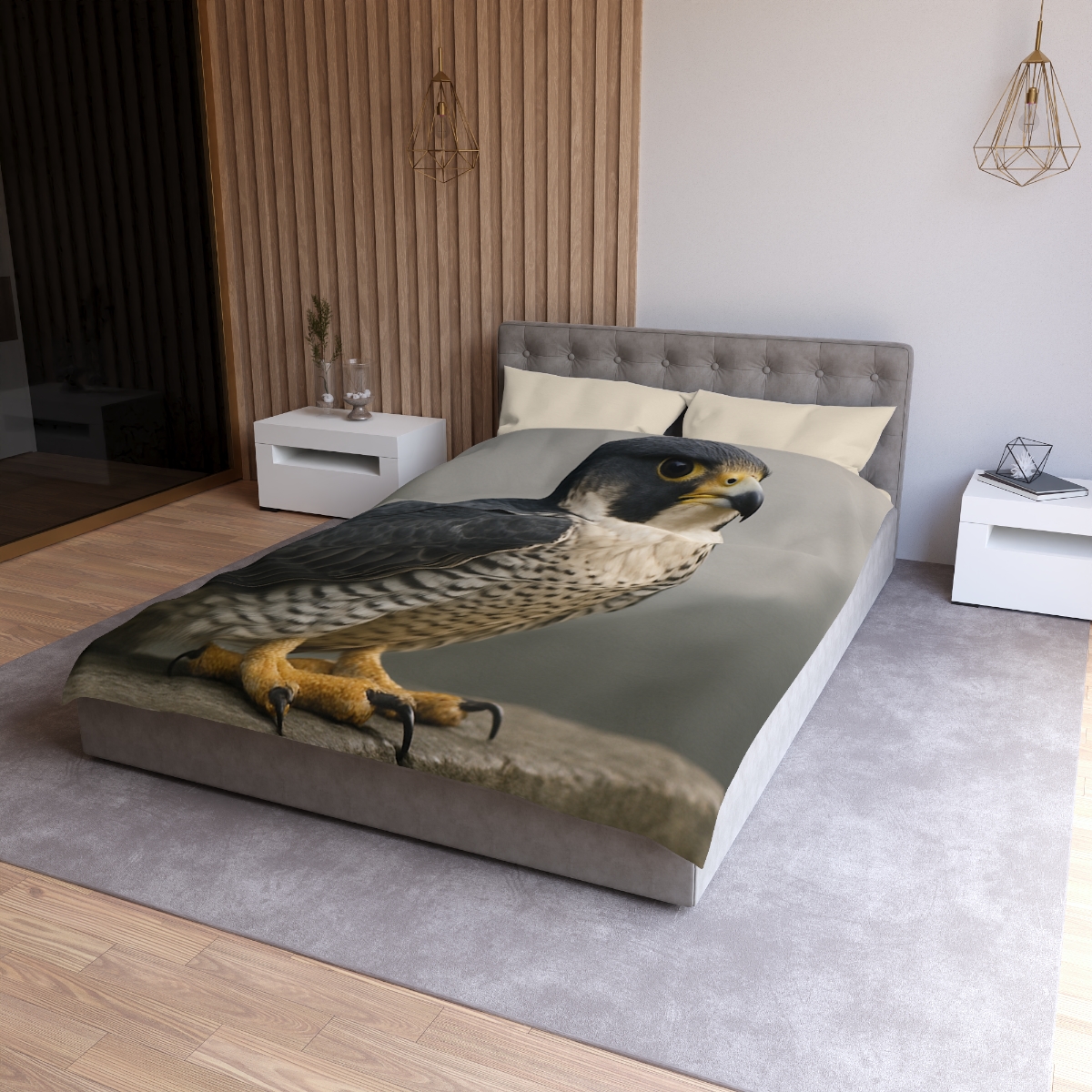 Starlit Vigil Peregrine Falcon personalized bedding duvets