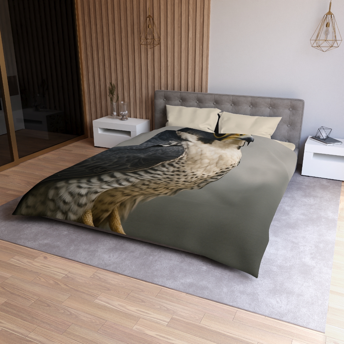 Starlit Vigil Peregrine Falcon personalized bedding duvets