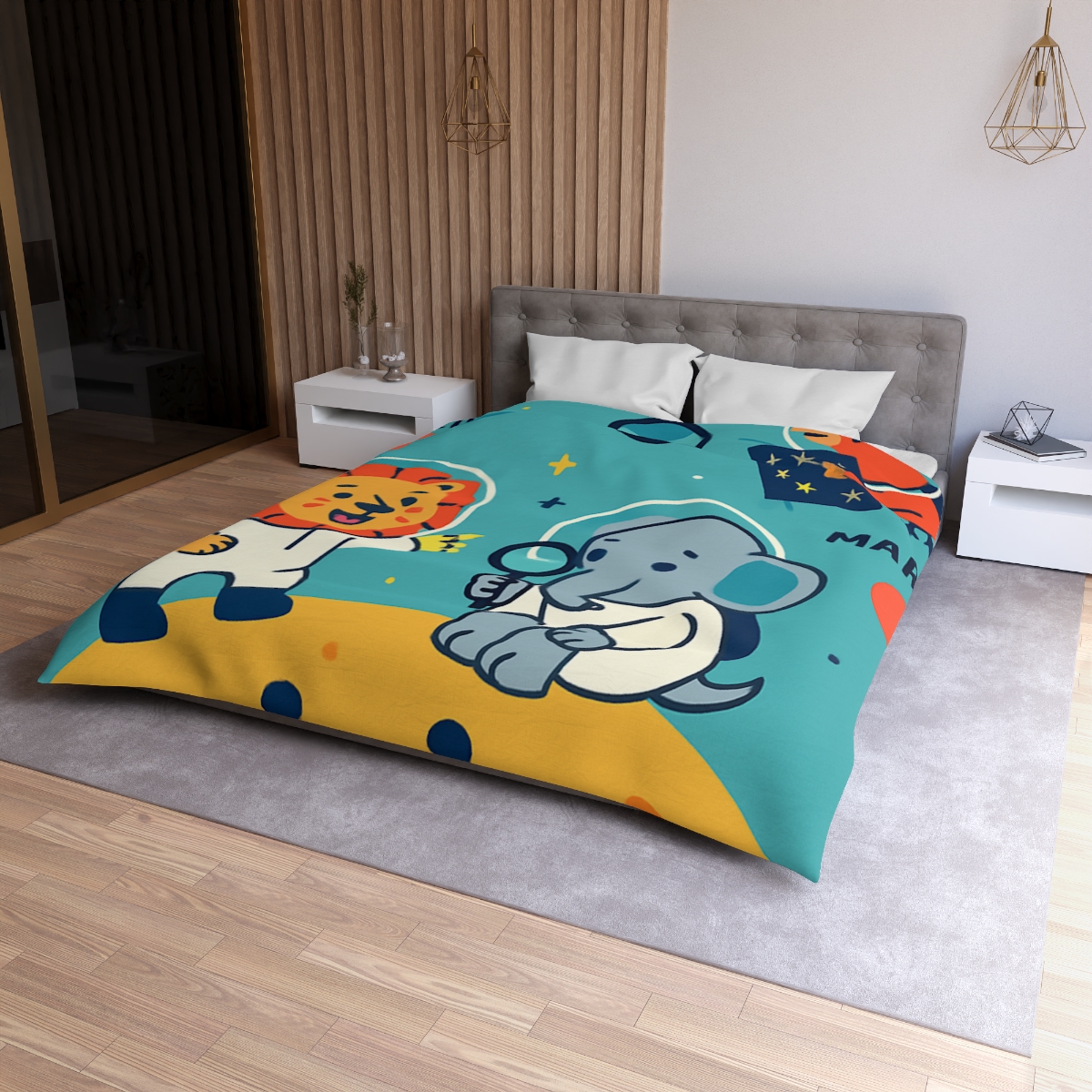 Starry Science Safari designer printed duvets