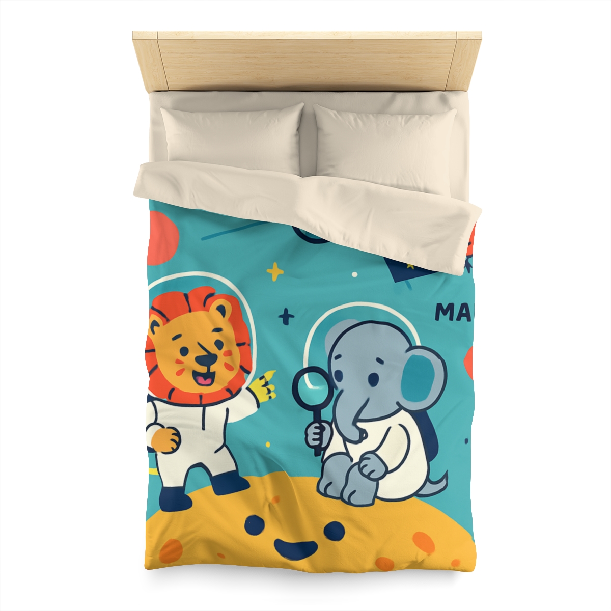 Starry Science Safari designer printed duvets