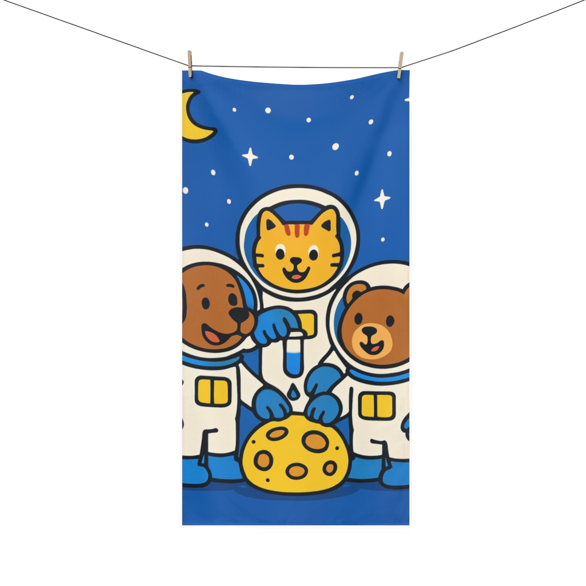 Starry Science Squad designer printed towels