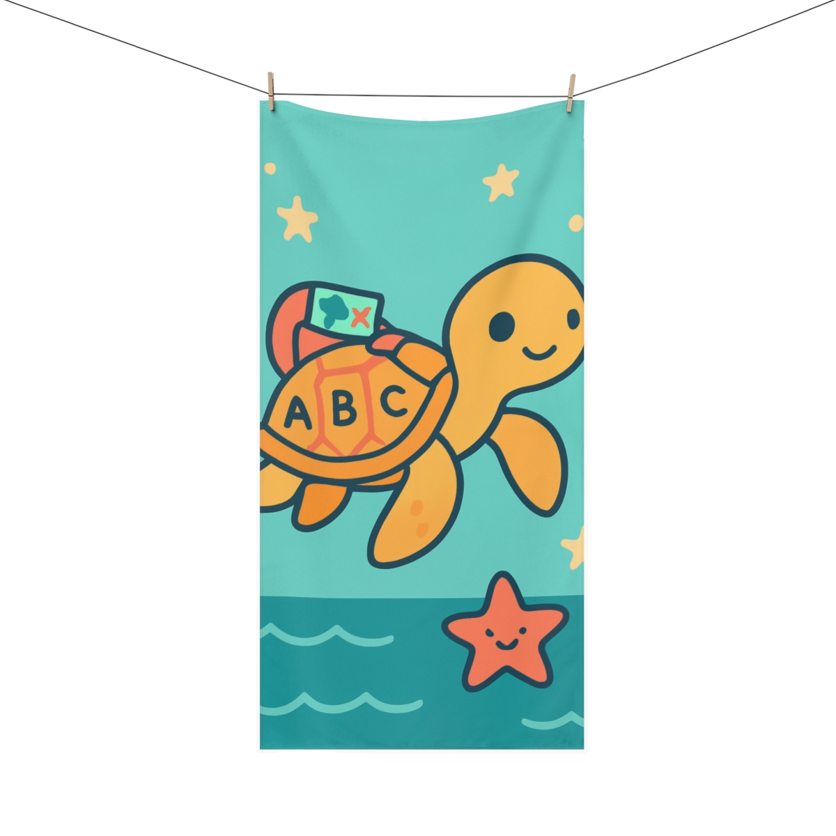 Starry Sea Turtle School personalized bath towels