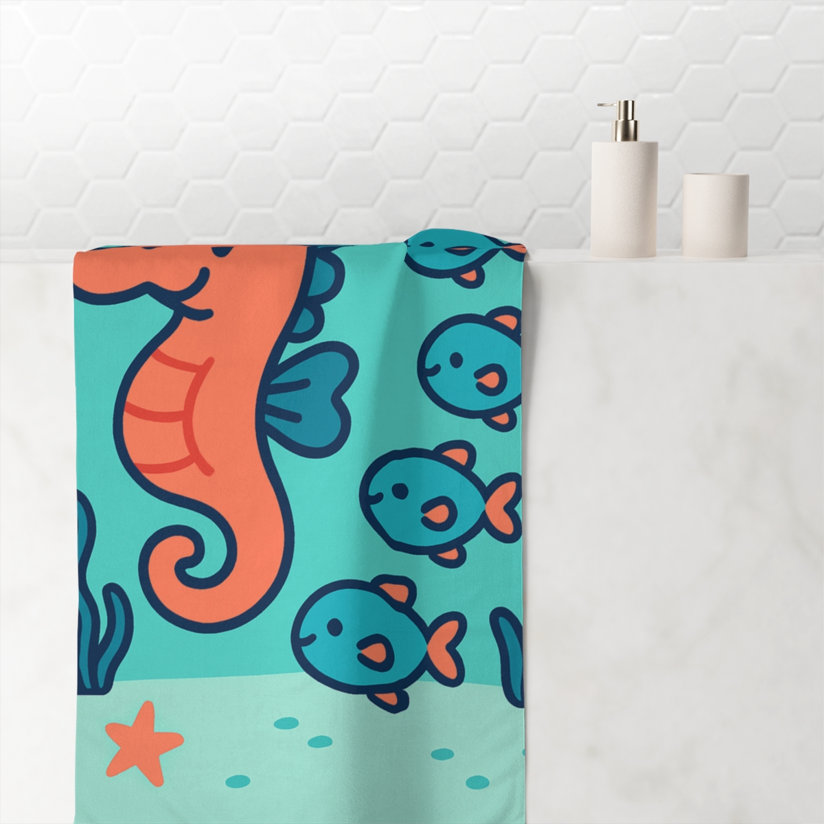 Starry Seahorse Parade unique gift towels