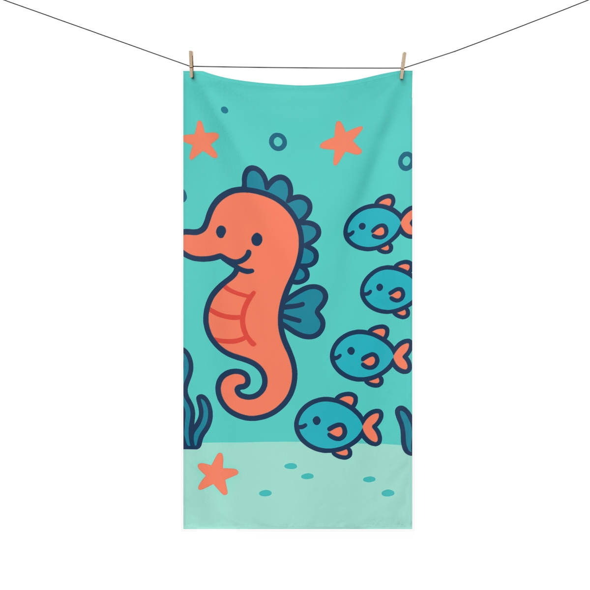 Starry Seahorse Parade unique gift towels