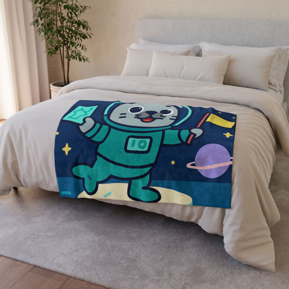Starry Seal Explorer stylish throw blankets