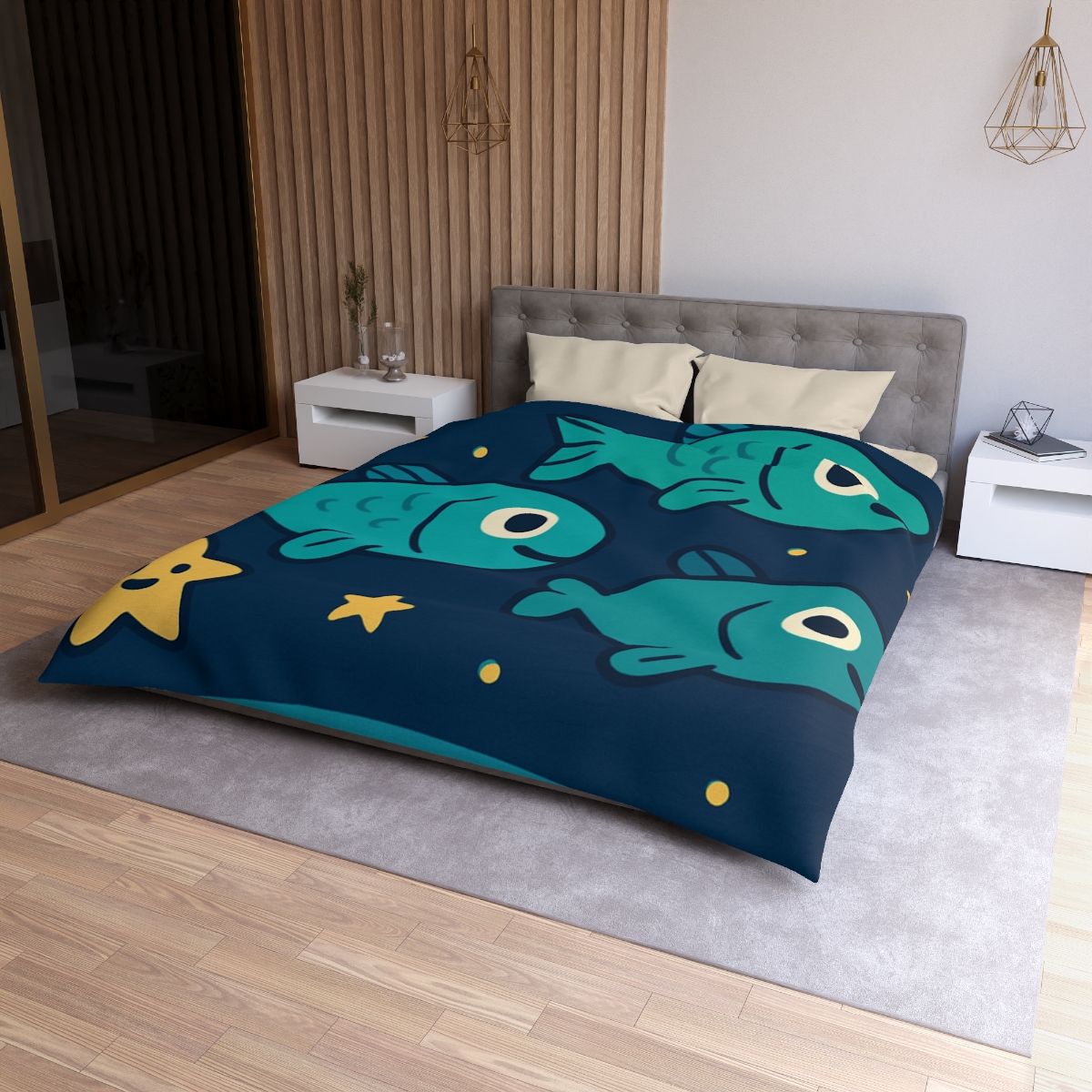 Starry Space Fish School unique patterned duvets
