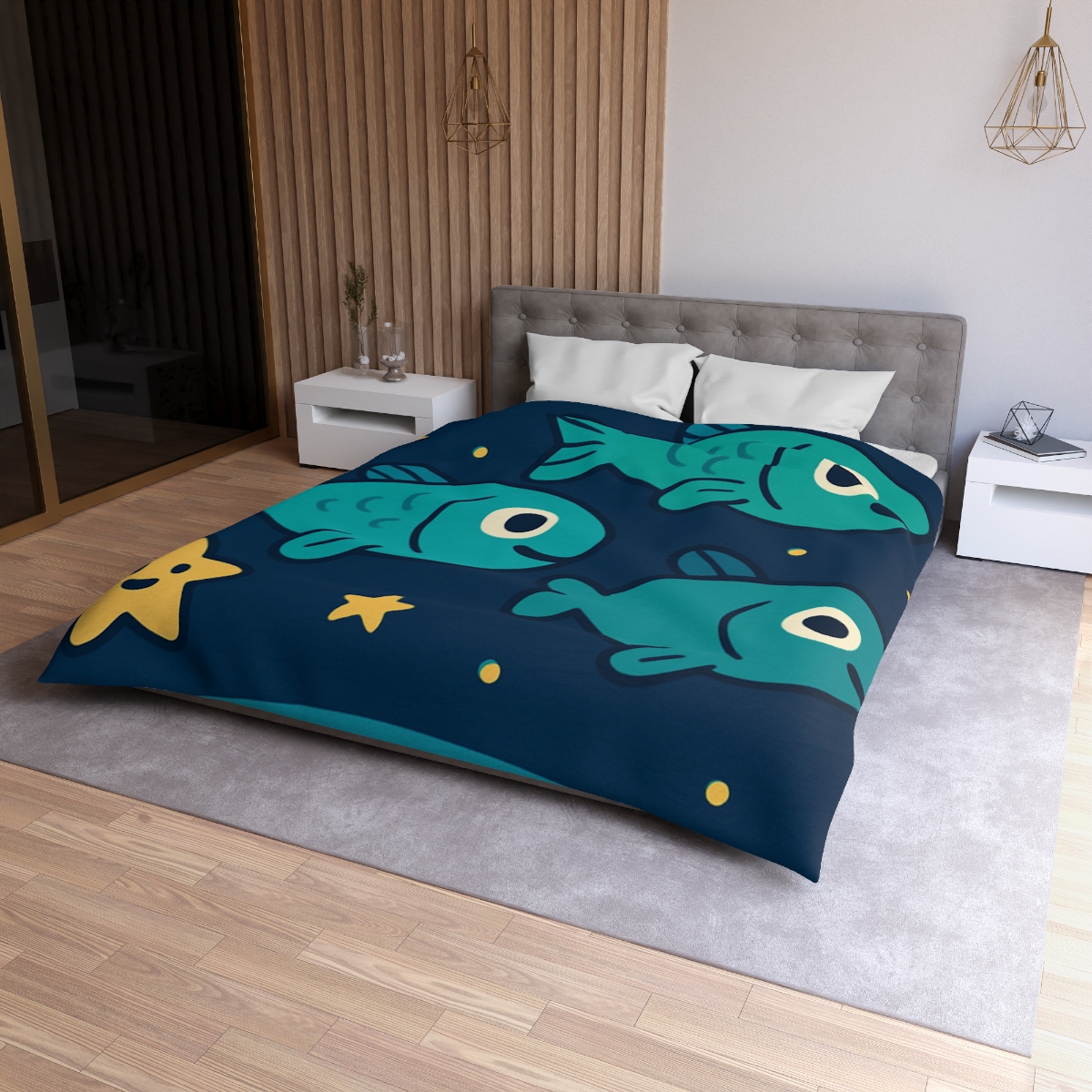 Starry Space Fish School unique patterned duvets