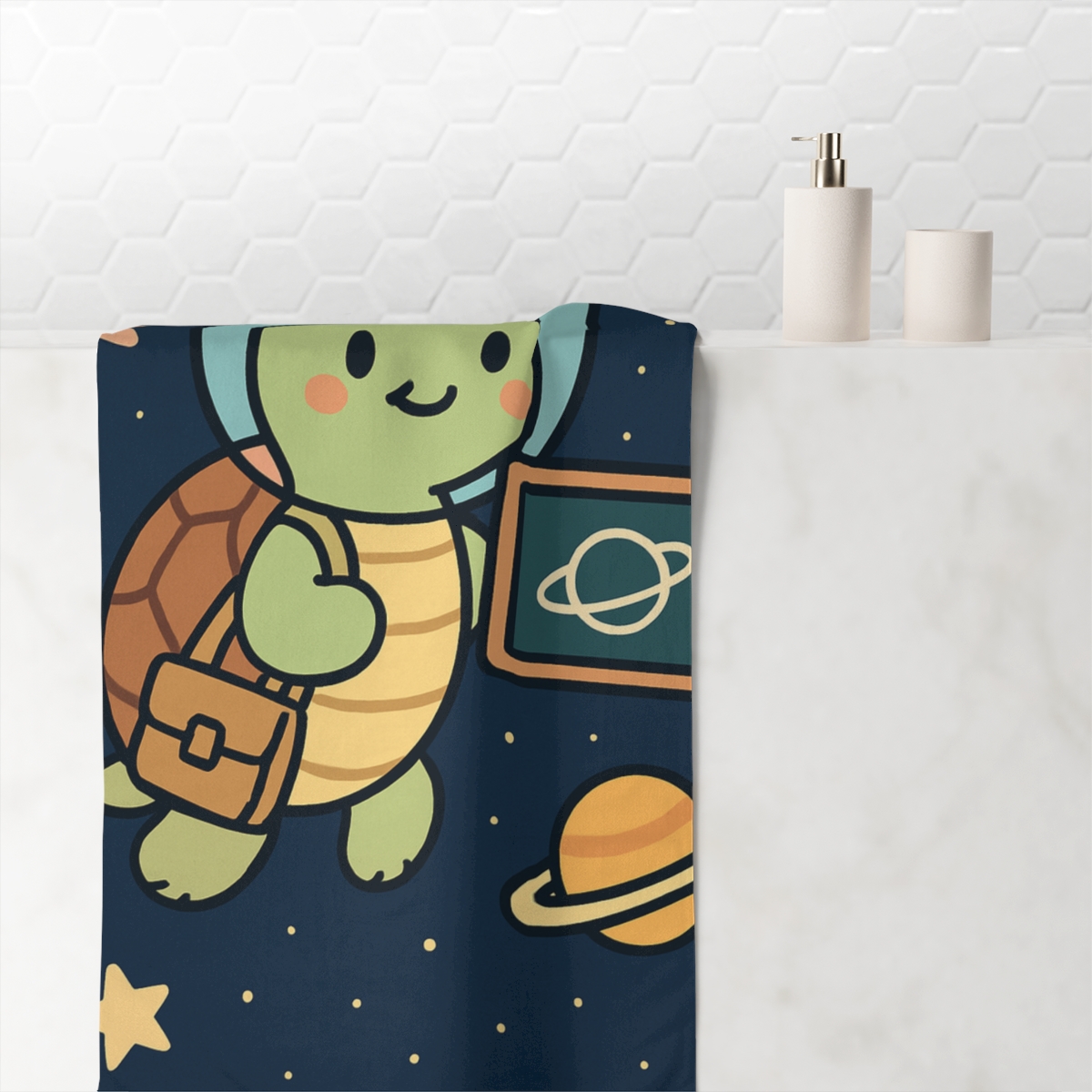 Starry Space Turtle School unique gift towels