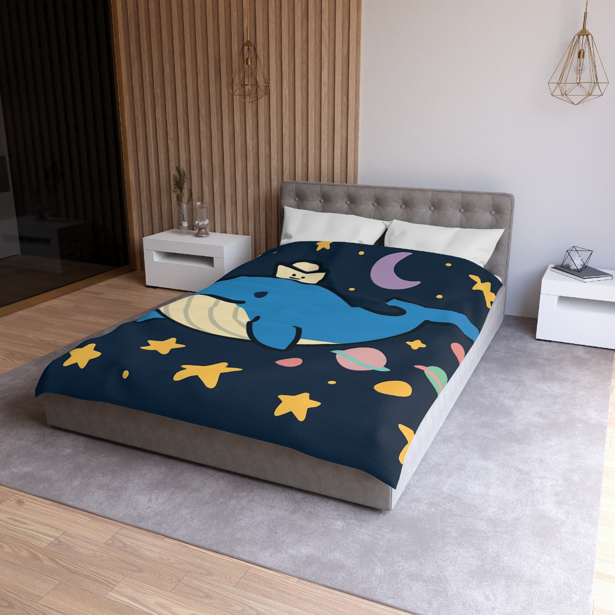 Starry Whale Adventure soft comforter duvets