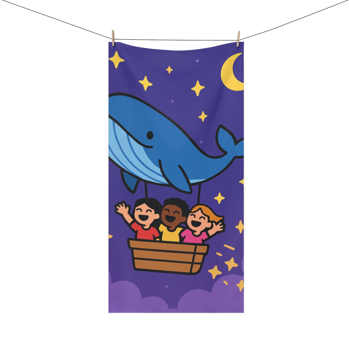 Starry Whale Ride soft cotton towels