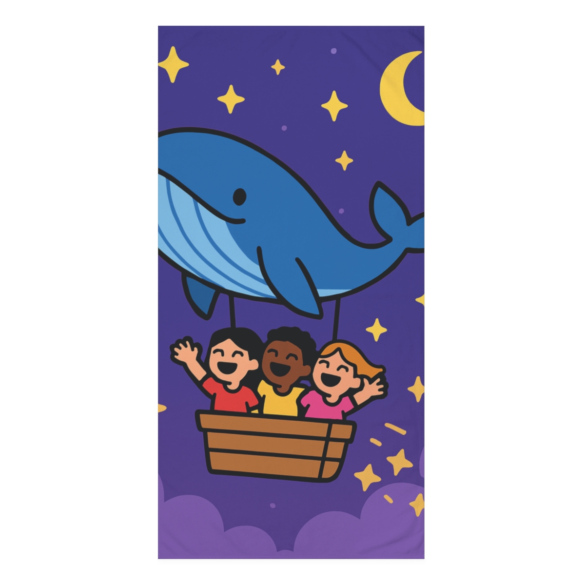 Starry Whale Ride soft cotton towels