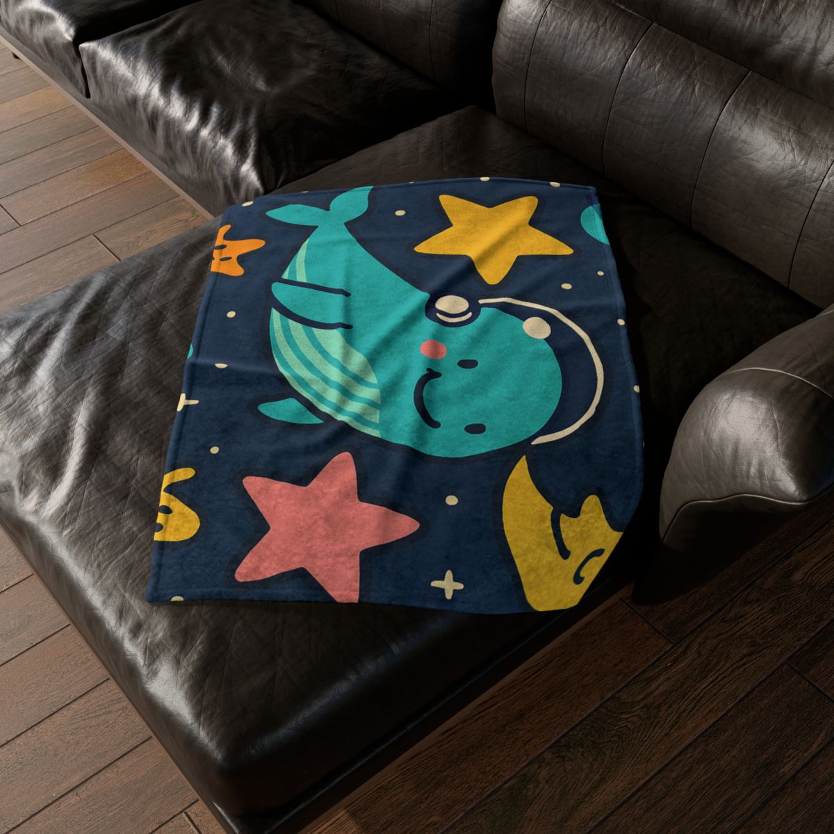 Starship Space Whale Adventure soft fleece blankets