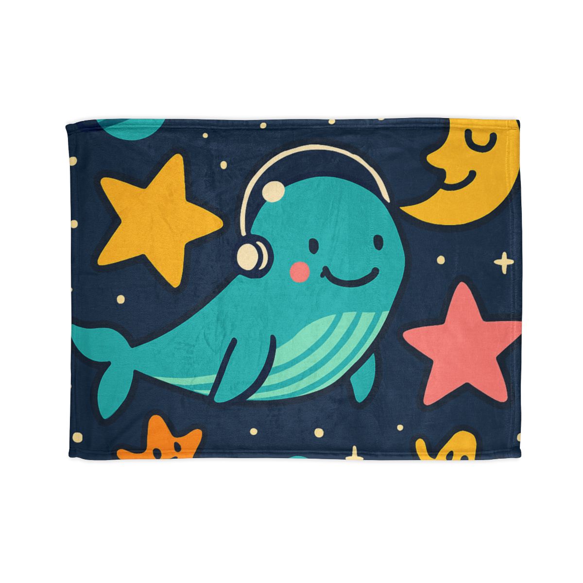Starship Space Whale Adventure soft fleece blankets