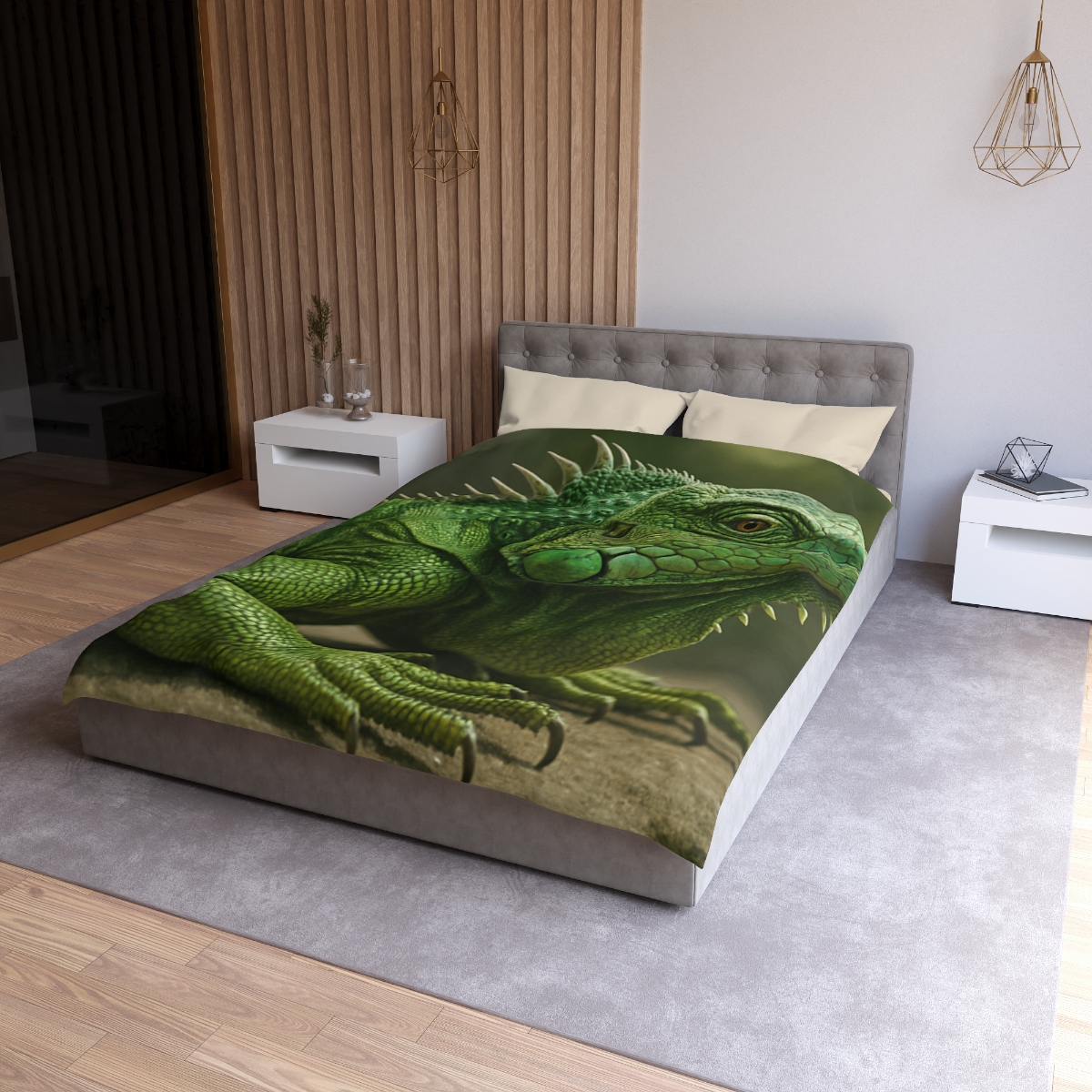 Stone Quiet Green Iguana personalized bedding duvets