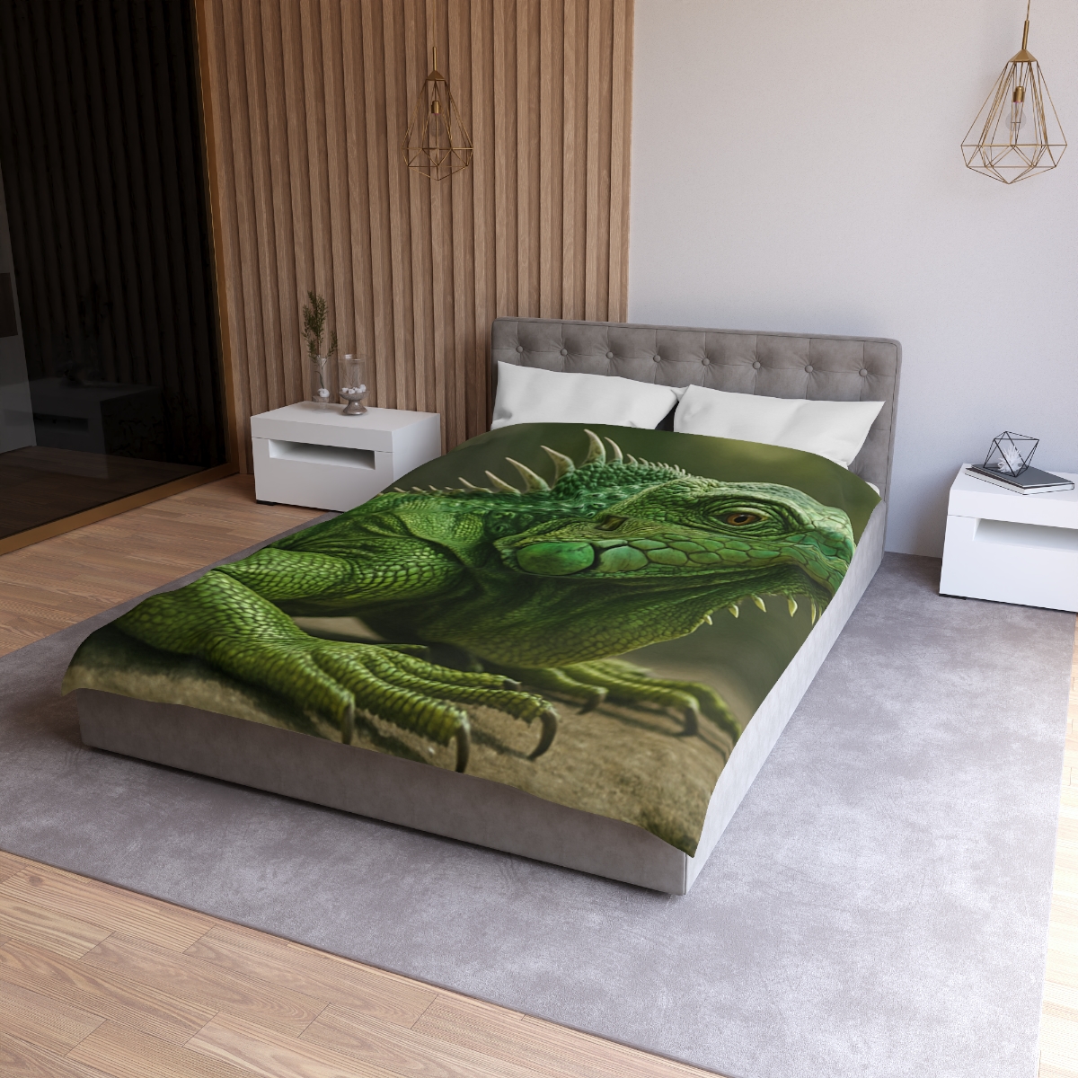 Stone Quiet Green Iguana personalized bedding duvets