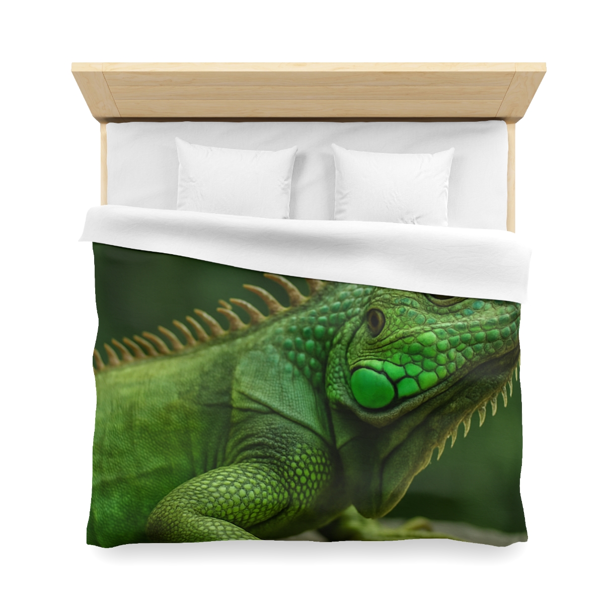 Stone Watcher Green Iguana designer printed duvets