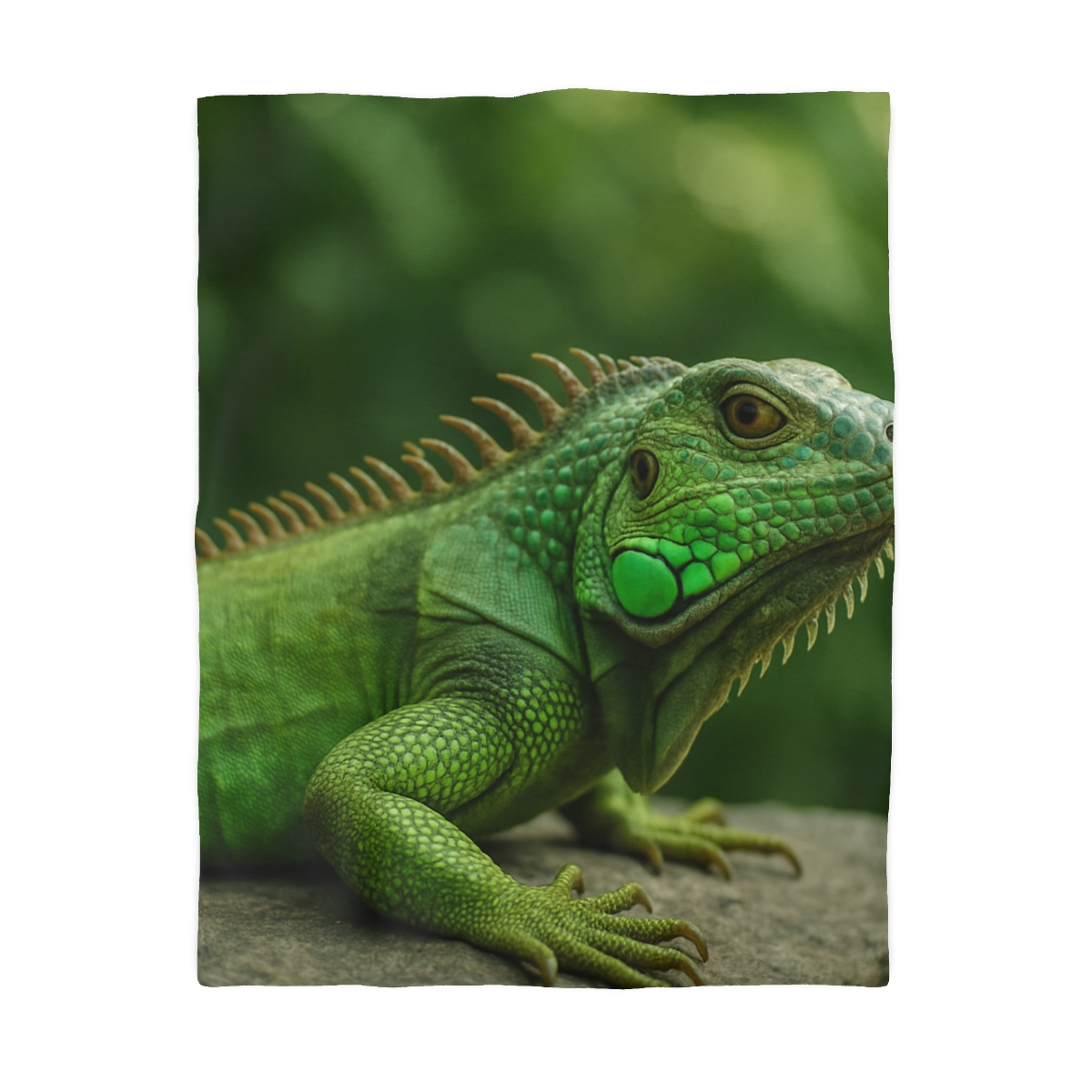 Stone Watcher Green Iguana designer printed duvets