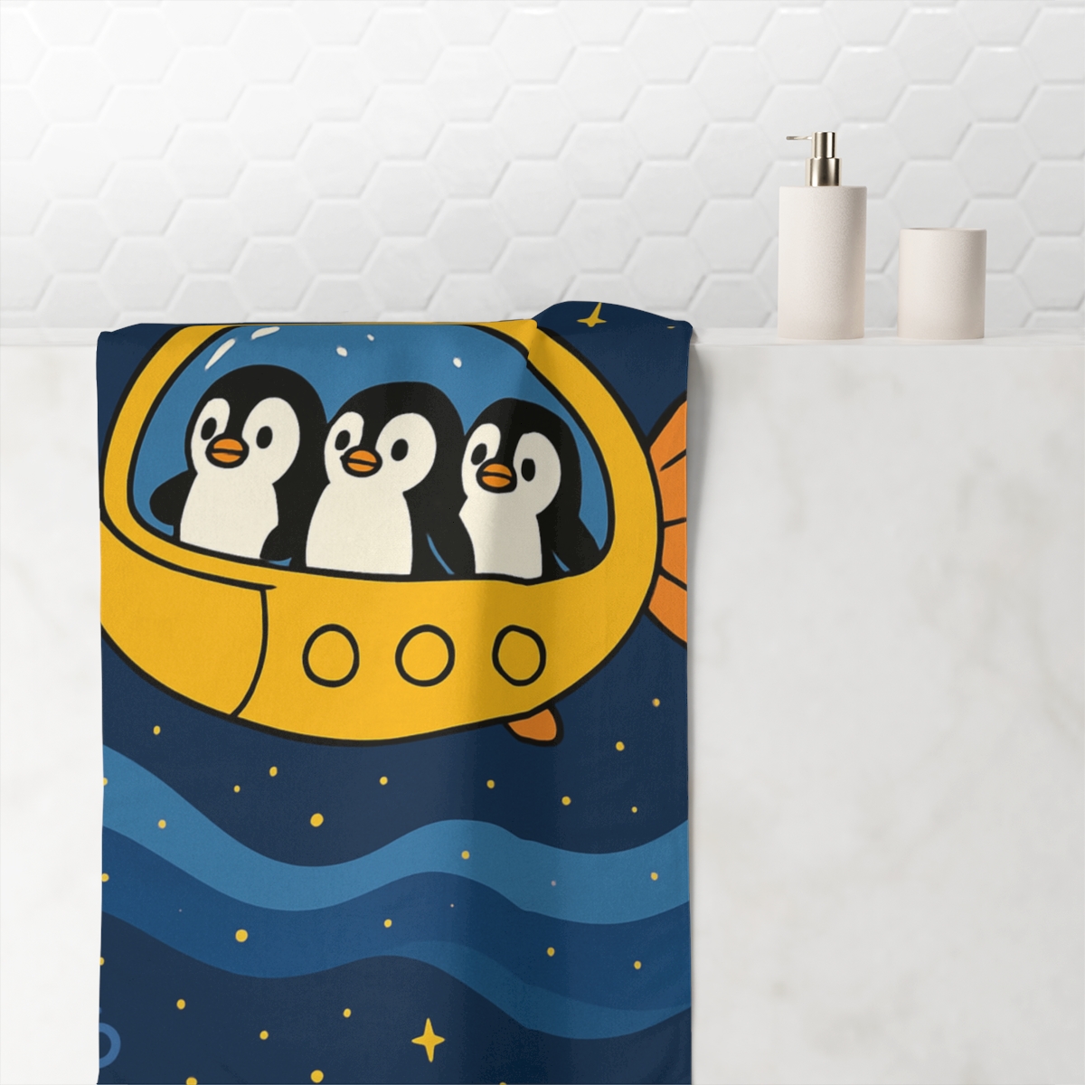 Submarine Penguins In The Milky Way Sea comfortable face towels