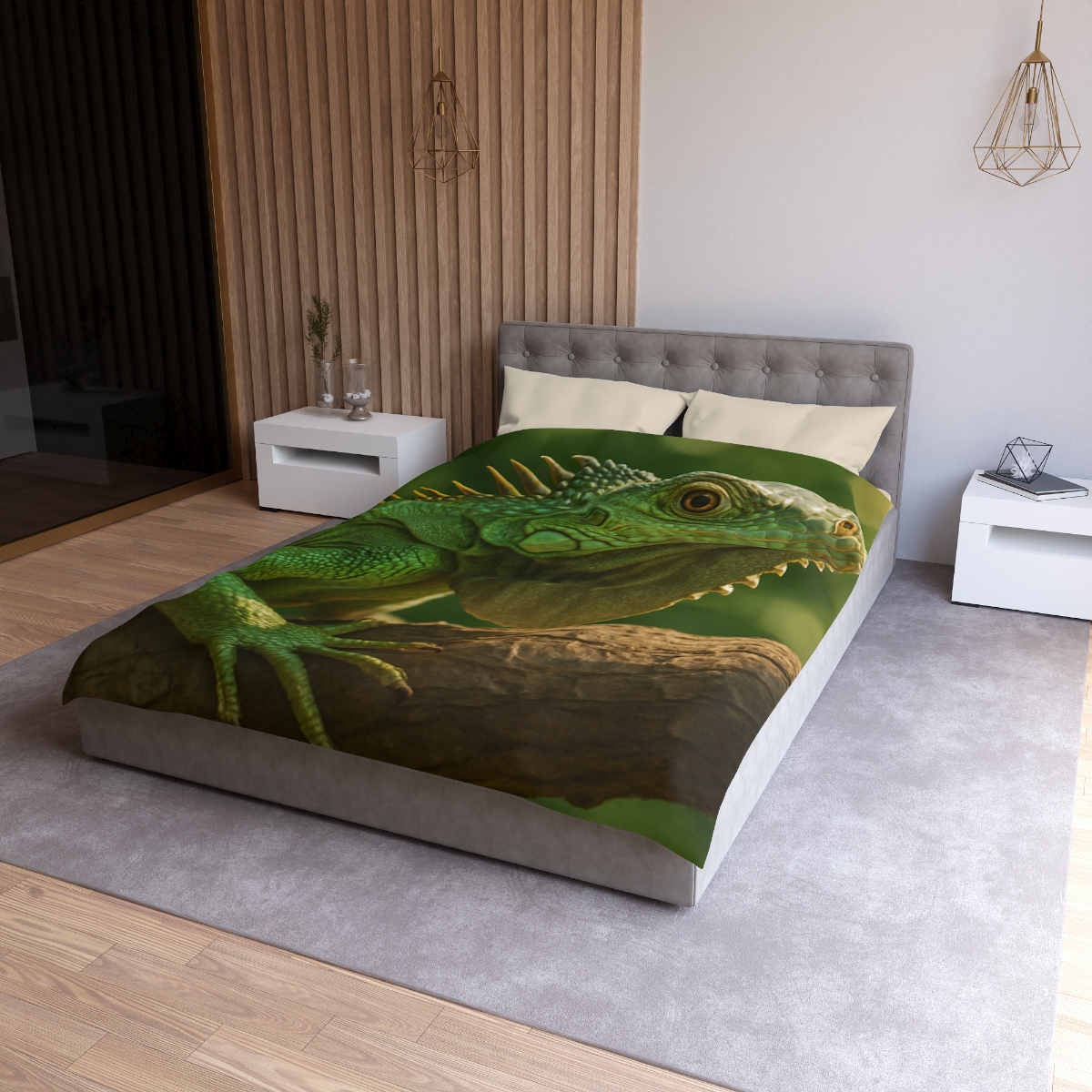 Sun Dappled Green Iguana personalized bedding duvets