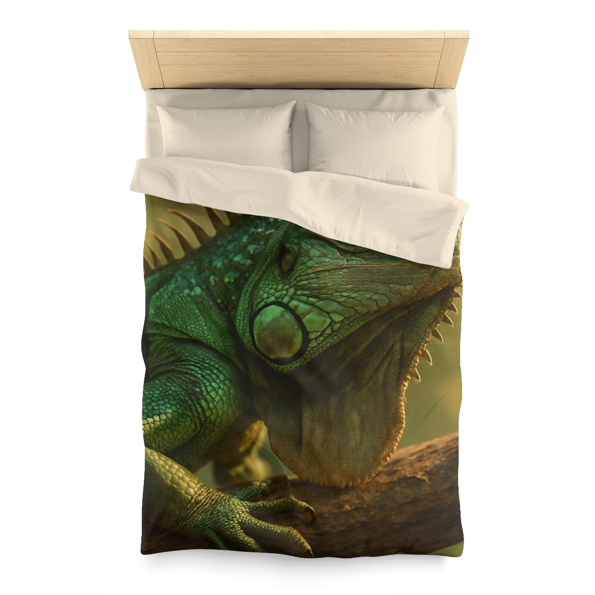 Sunlit Armor Green Iguana soft comforter duvets