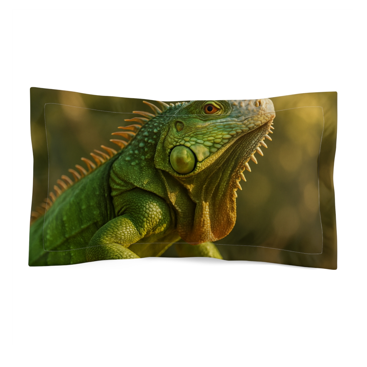 Sunlit Armor Green Iguana designer printed pillows
