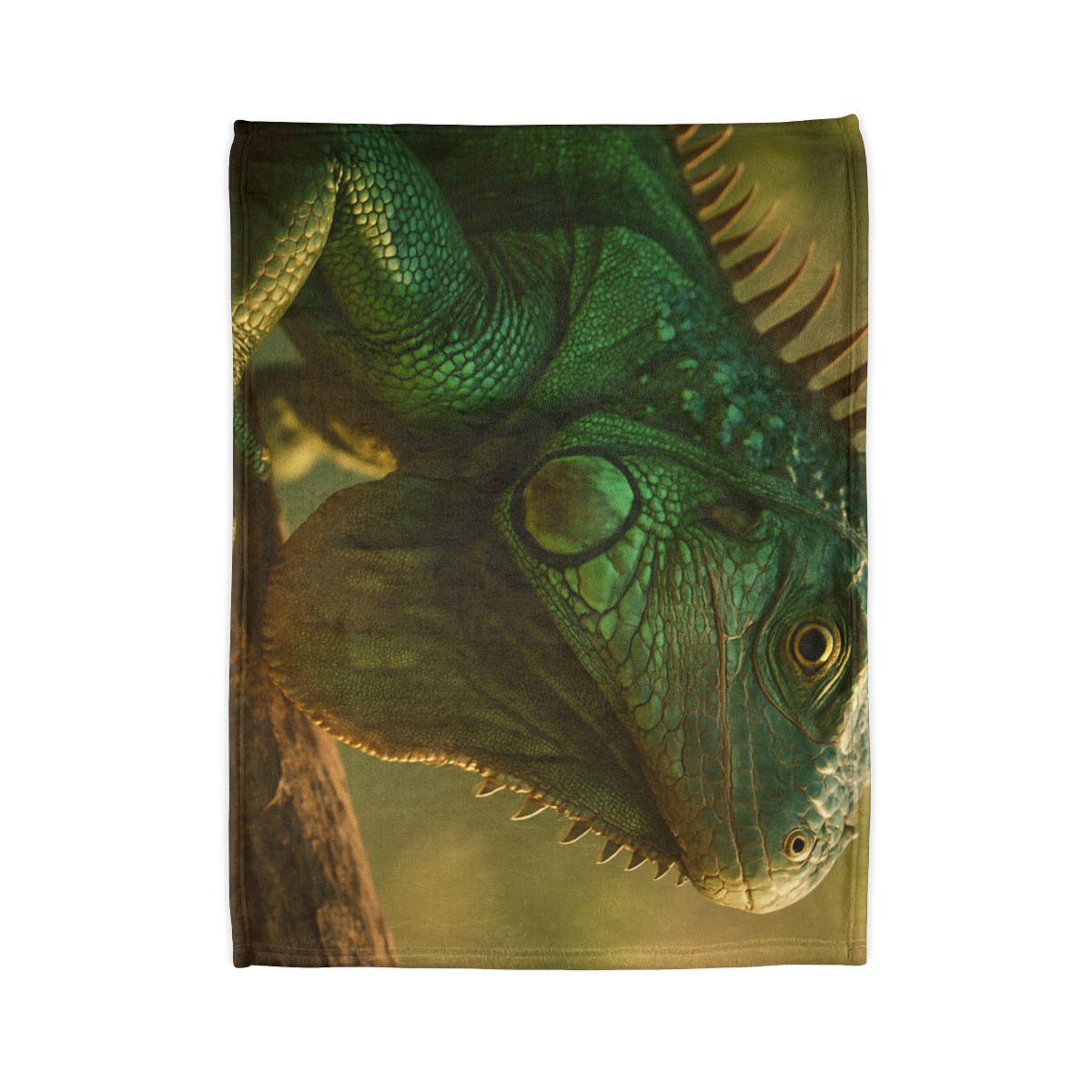 Sunlit Armor Green Iguana designer printed blankets