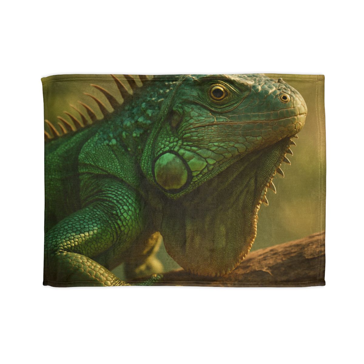 Sunlit Armor Green Iguana designer printed blankets
