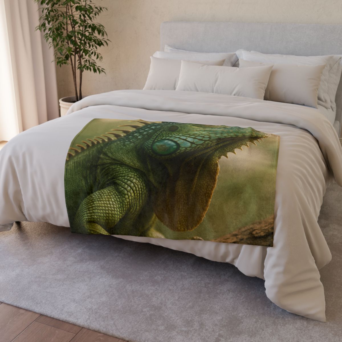 Sunlit Armor Green Iguana unique gift blankets