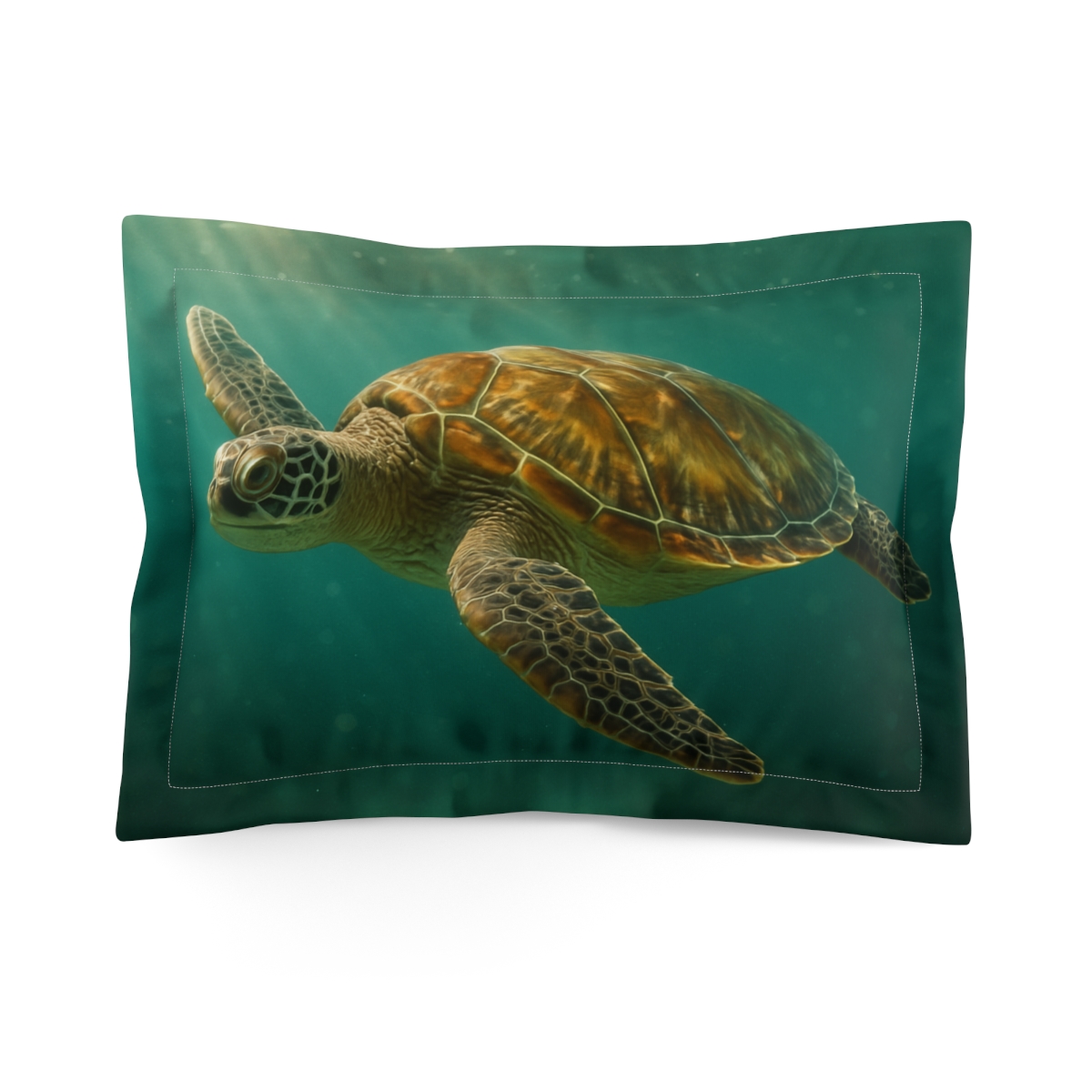 Sunlit Armor Green Sea Turtle custom pillows