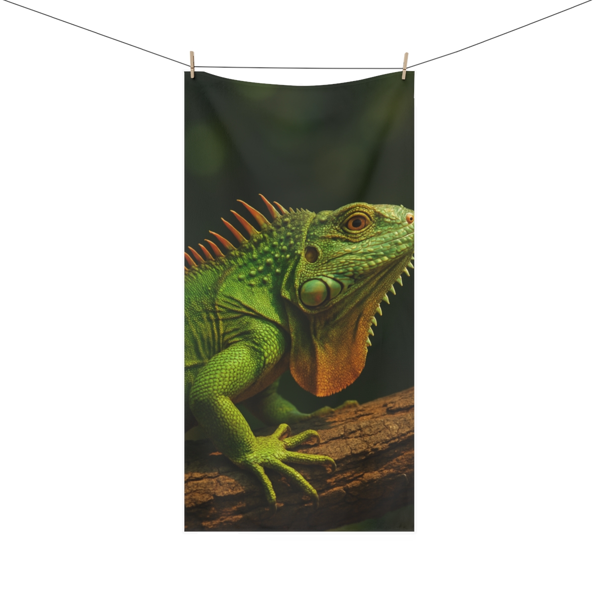 Sunlit Crest Green Iguana custom towels