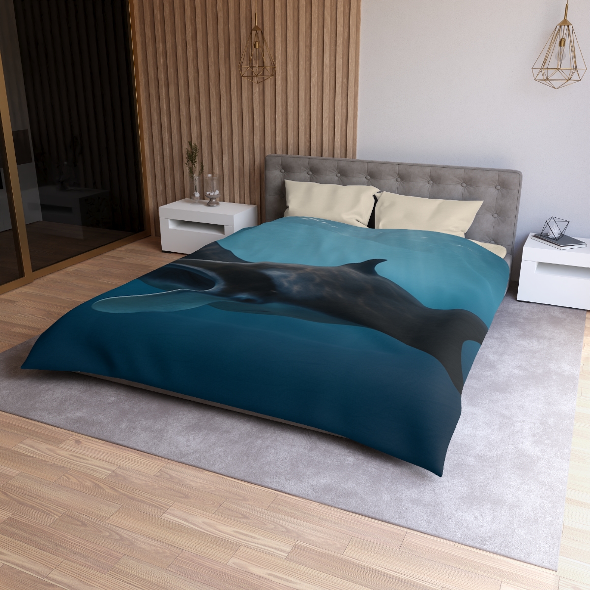Sunlit Drift Manta Ray personalized bedding duvets