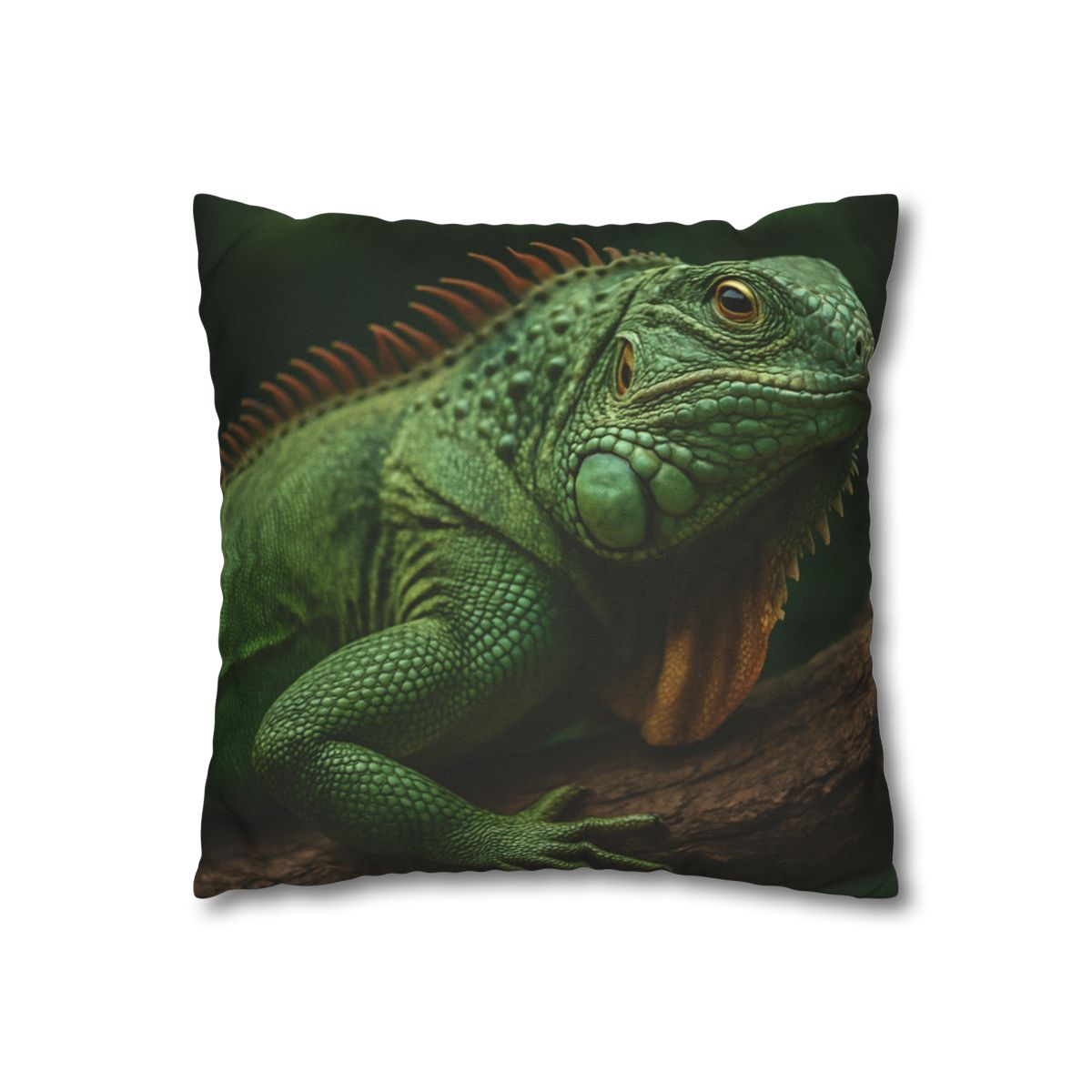Sunlit Perch Green Iguana designer print pillow cases