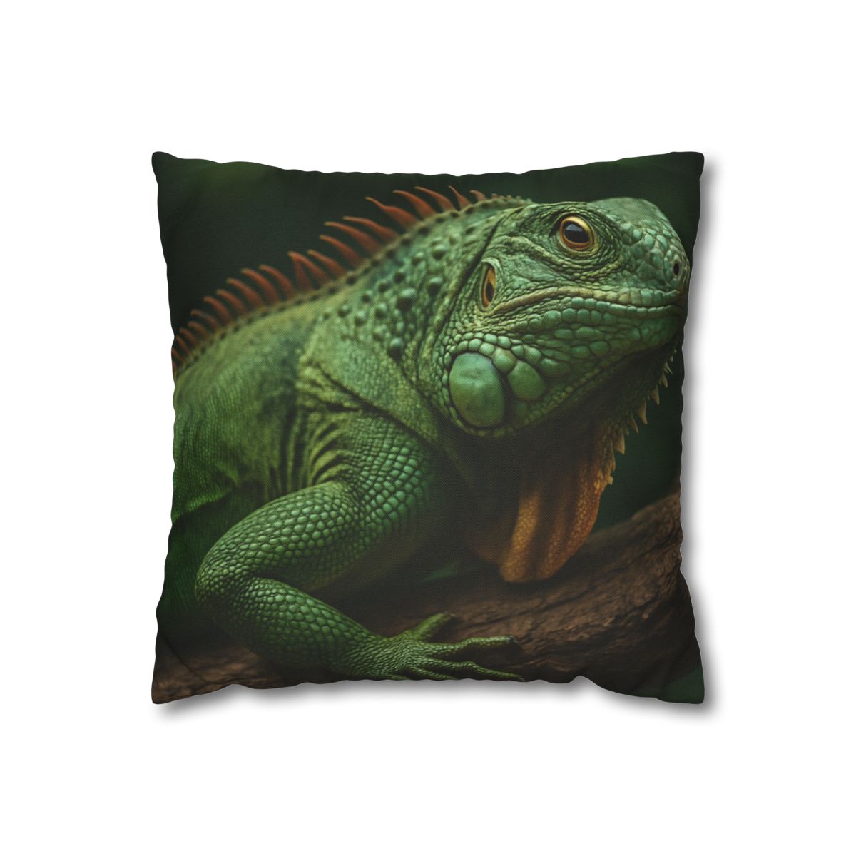 Sunlit Perch Green Iguana designer print pillow cases