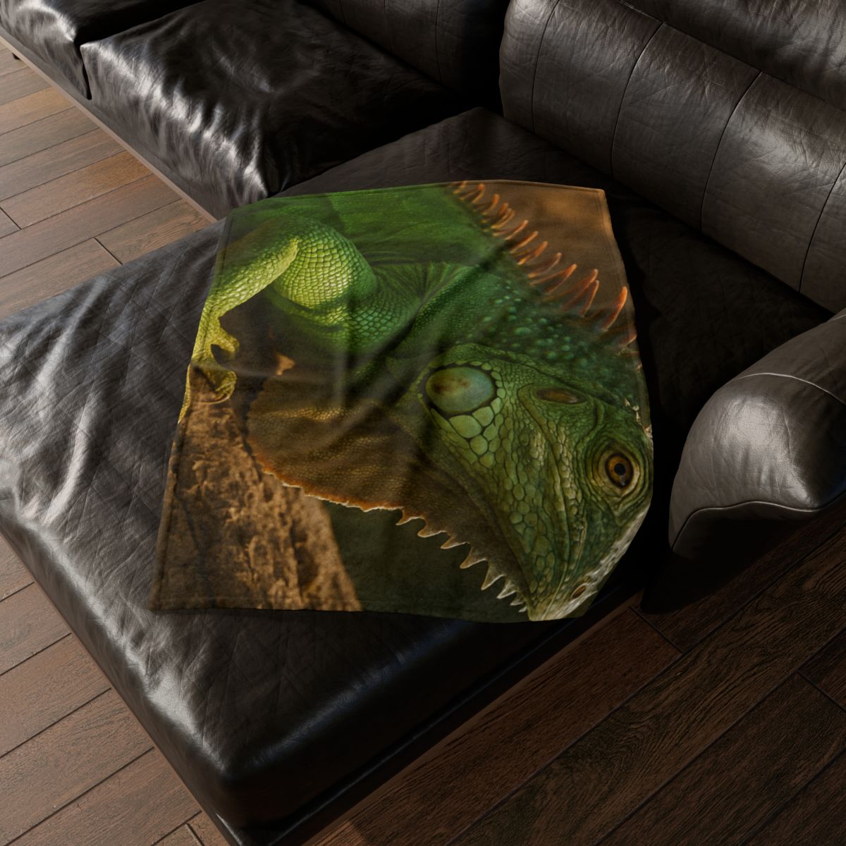 Sunlit Perch Green Iguana warm winter blankets