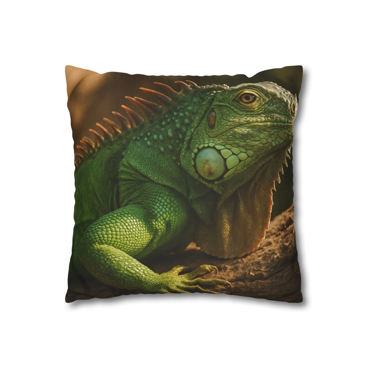 Sunlit Perch Green Iguana soft cotton pillow cases