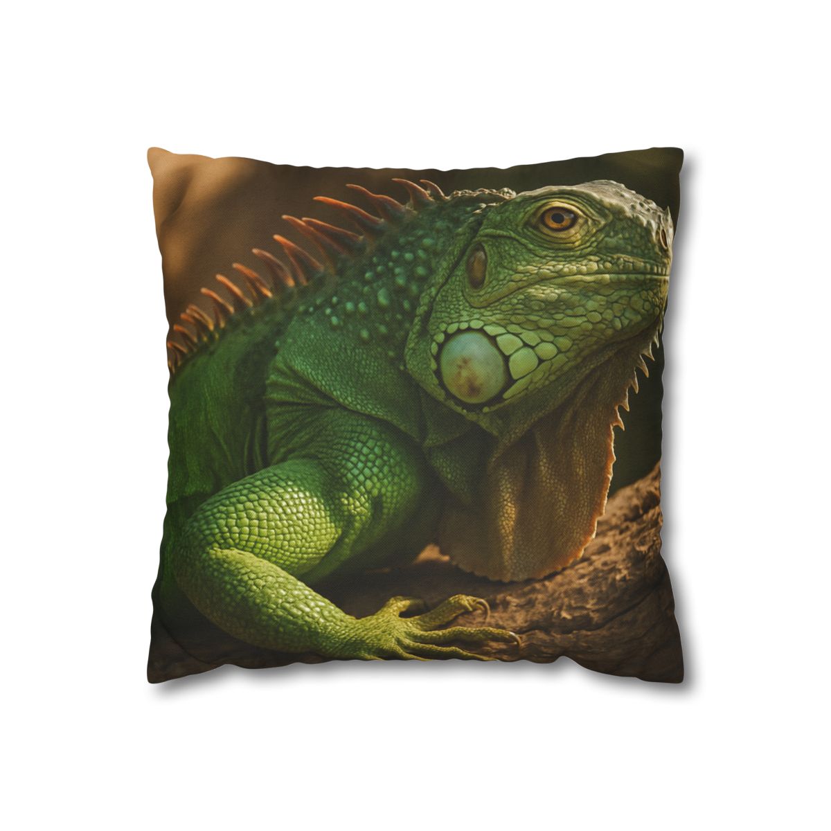 Sunlit Perch Green Iguana soft cotton pillow cases