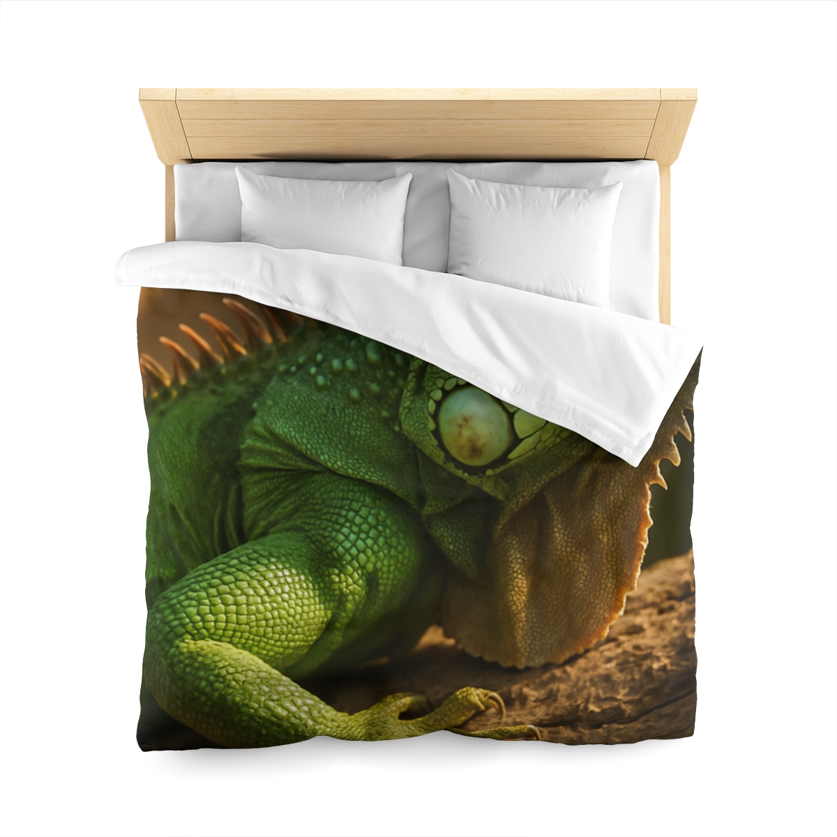 Sunlit Perch Green Iguana custom duvets