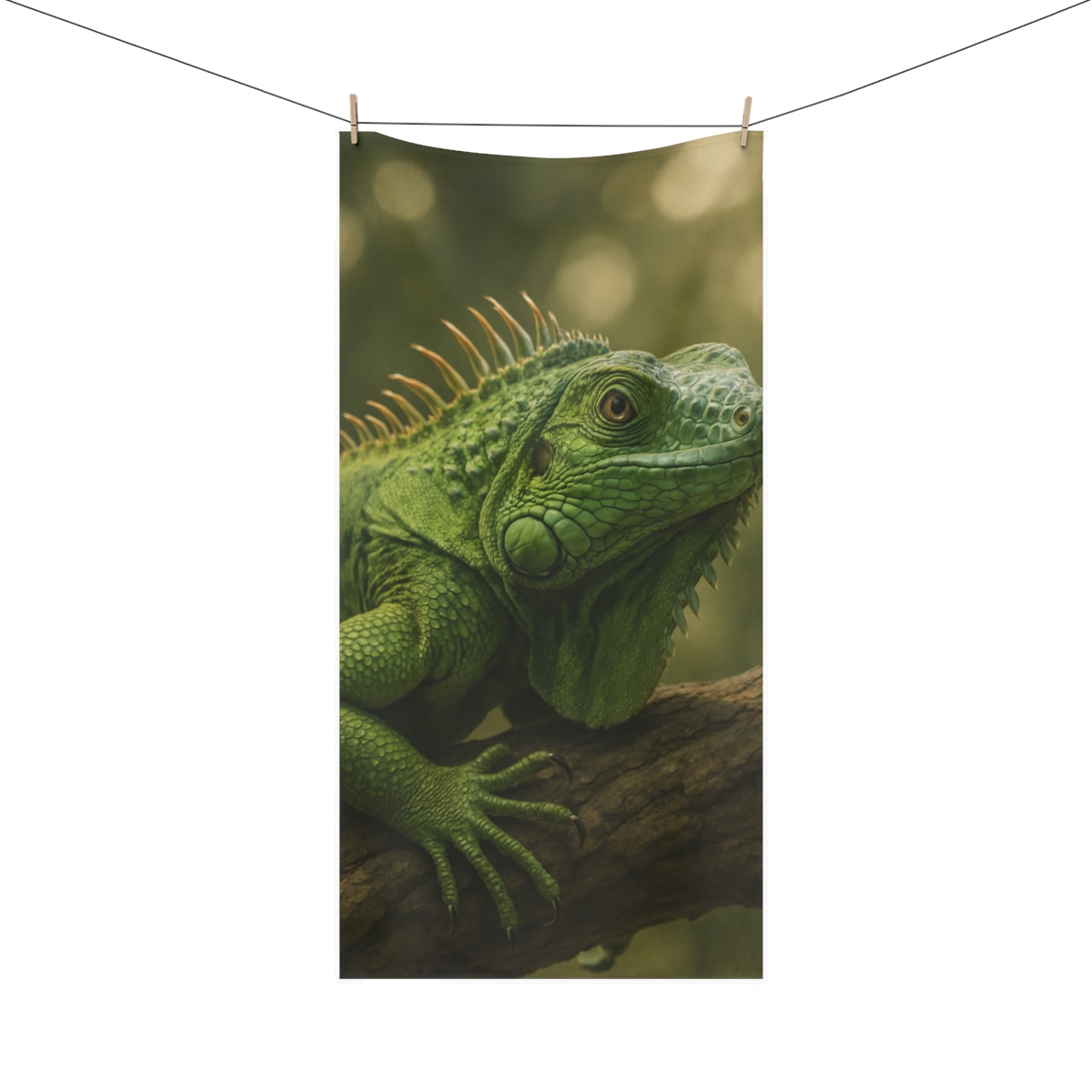 Sunlit Stillness Green Iguana trendy hand towels