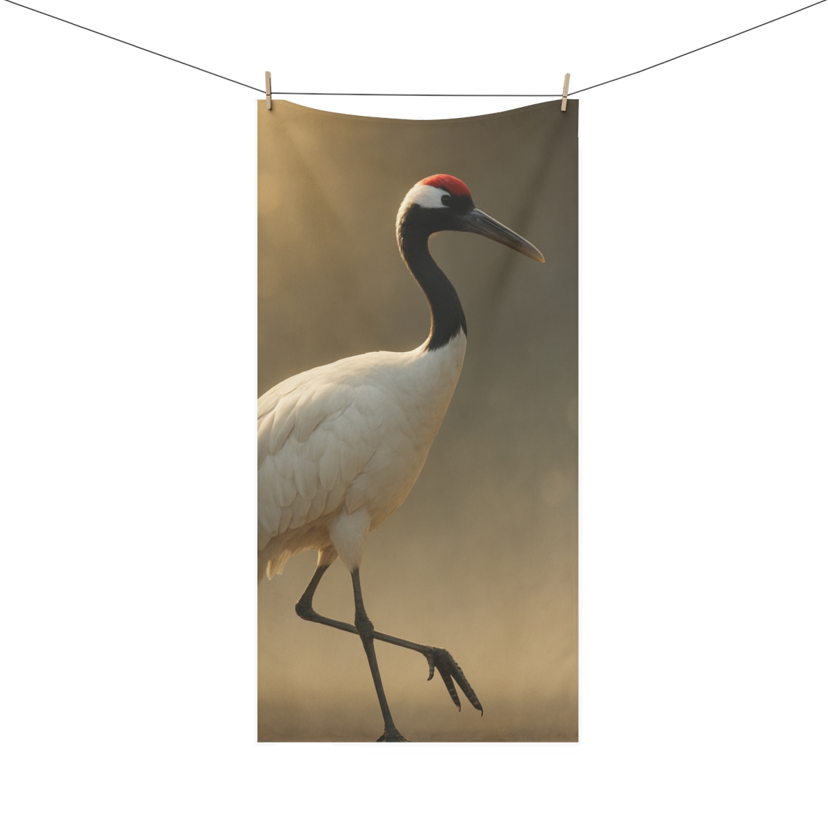 Sunlit Stillness Red Crowned Crane comfortable face towels
