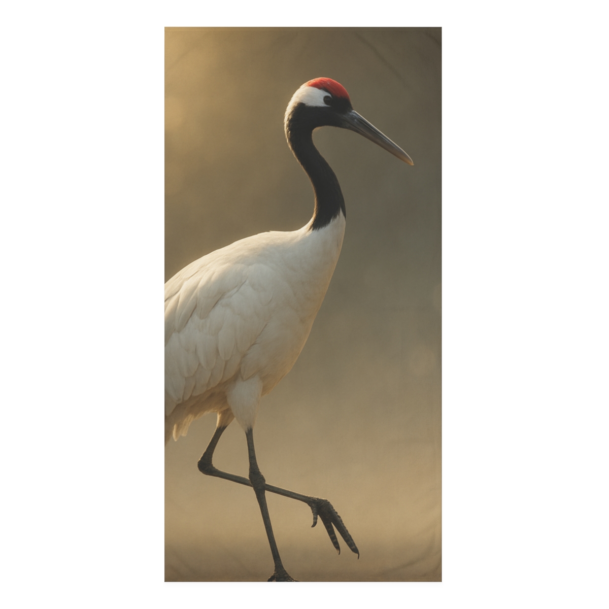 Sunlit Stillness Red Crowned Crane comfortable face towels